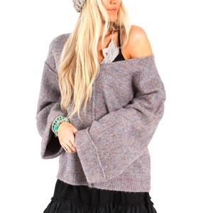Bell sleeve wool blend sweater